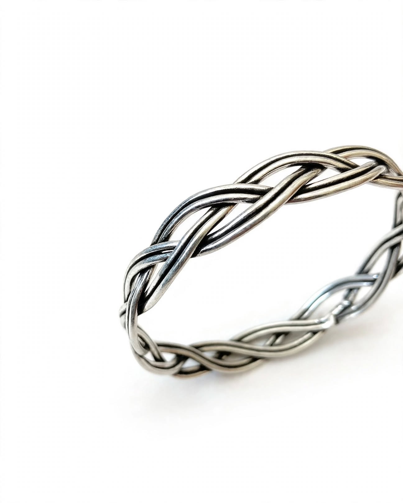 Heritage Twist - Oxidized Silver Braided Cuff Kada
